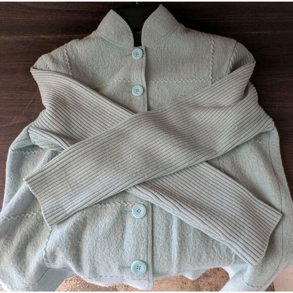 CLODAGH CALLAGHAN Women's Blue-Green Wool Sweater Size 12 - Picture 4 of 6